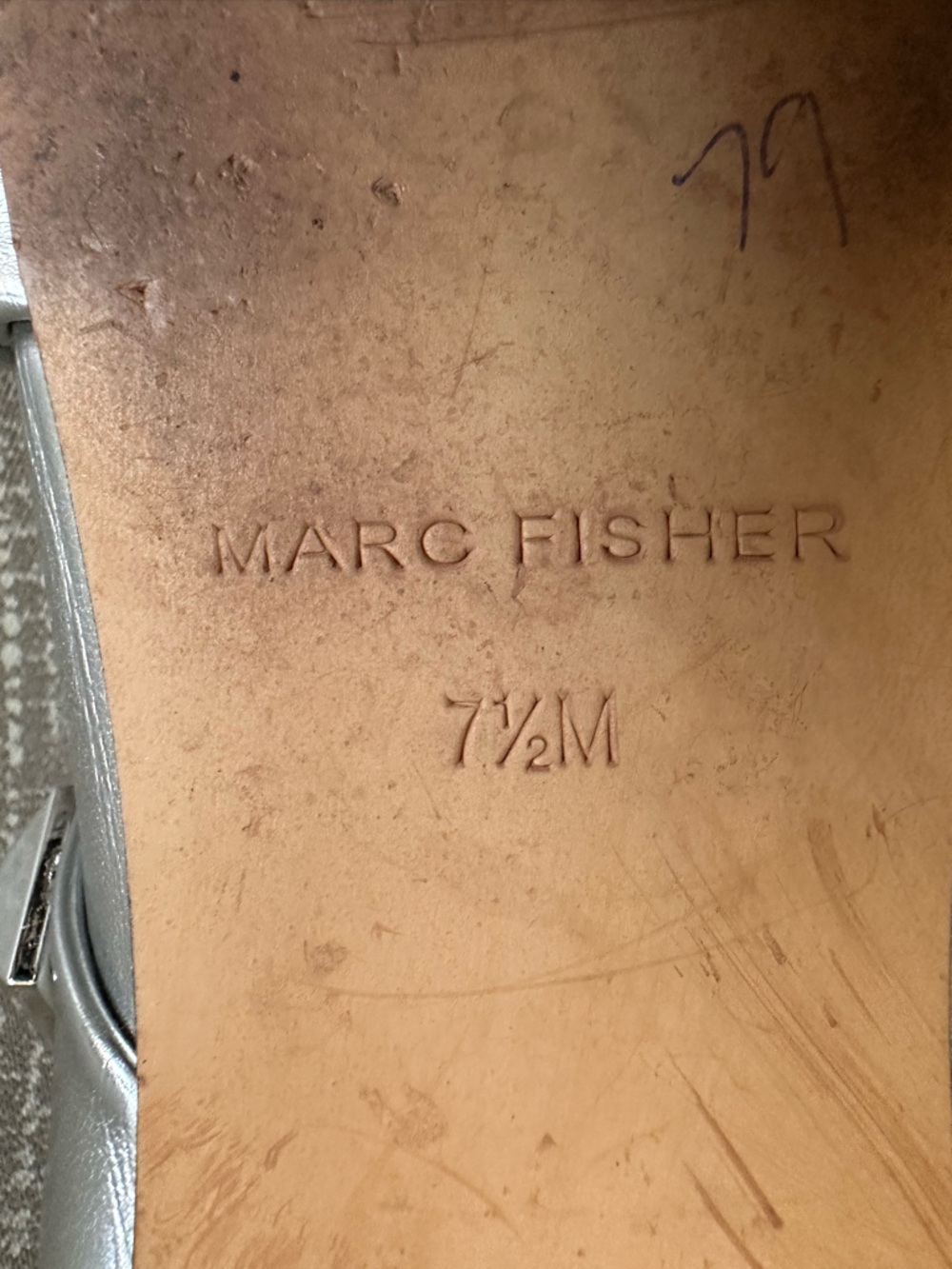 Marc Fisher Silver Studded Pointed Mary Jane Mules 7.5 - Picture 8 of 8